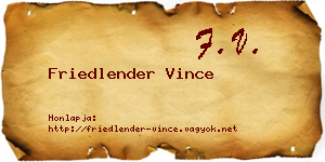 Friedlender Vince névjegykártya